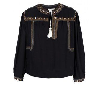 Isabel Marant Etoile black embroidered oversized blouse ***no tassels***